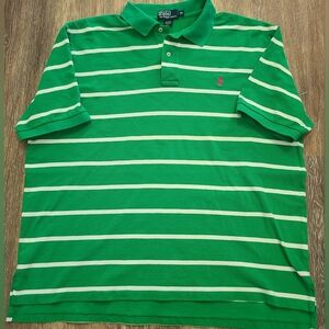 Polo Ralph Lauren Green Striped Cotton Polo Men's Size 2XB
